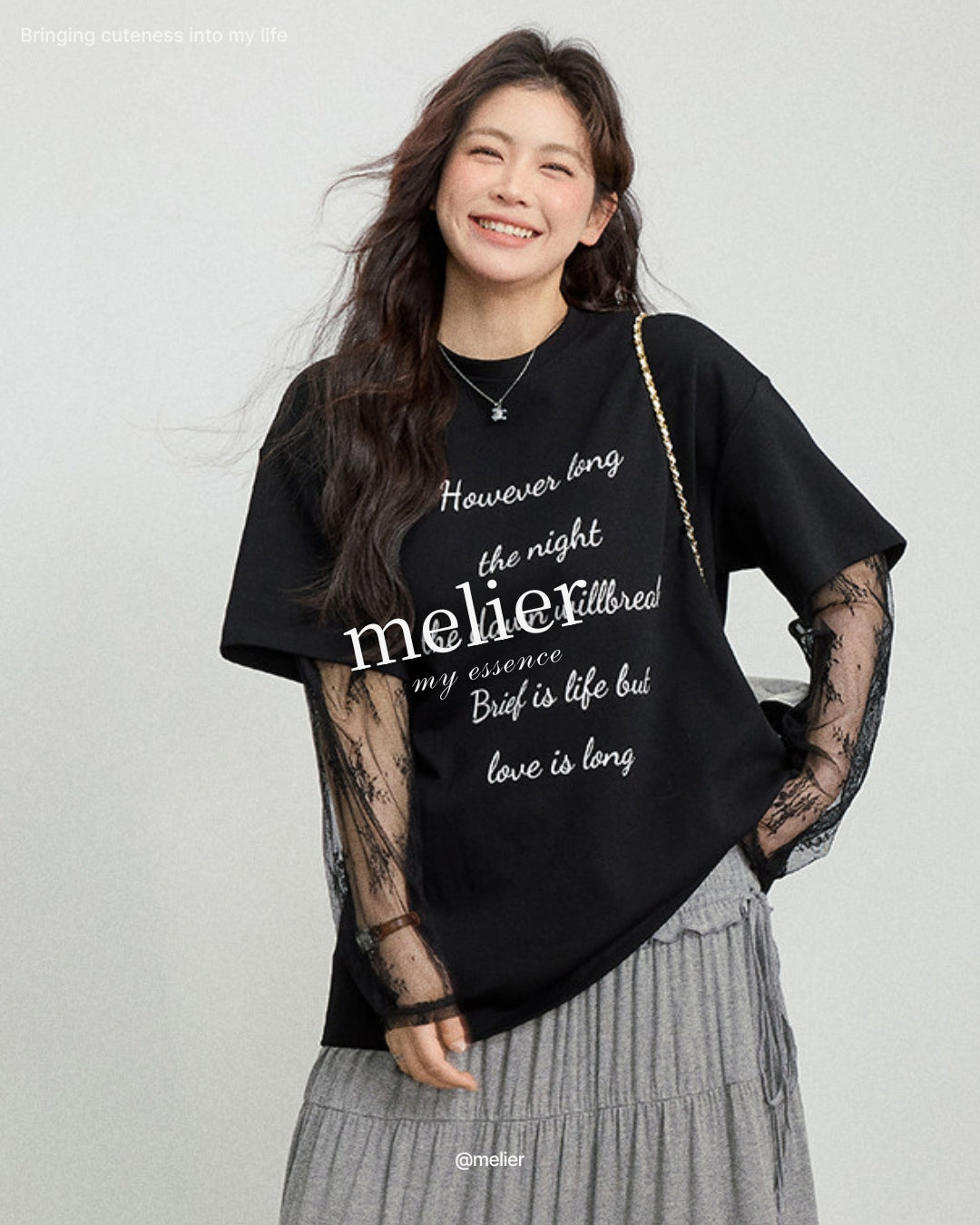 レースレイヤードロゴT me085